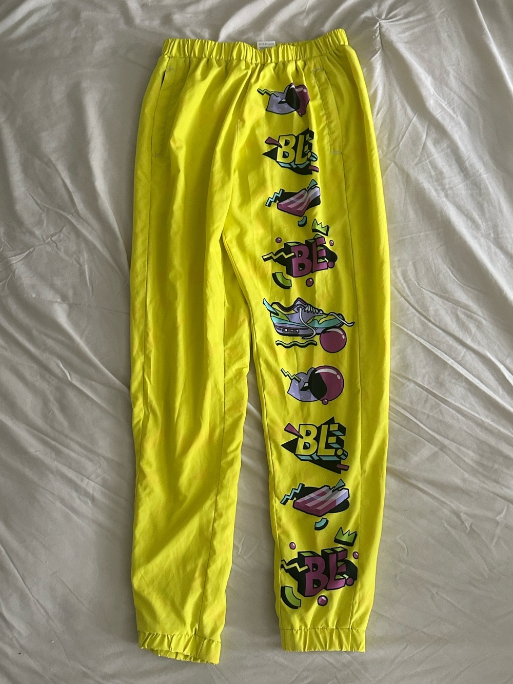 just be Neon Yellow Graphic Joggers